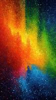 Vibrant abstract painting with colorful dots representing a spectrum at night photo