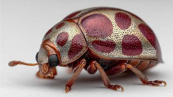 Detailed close-up of a colorful ladybug showcasing vibrant patterns and textures under natural light during daytime photo