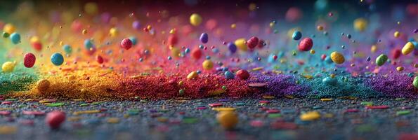 Colorful dust particles create a vibrant explosion of colors across a surface in an abstract display of artistic expression photo