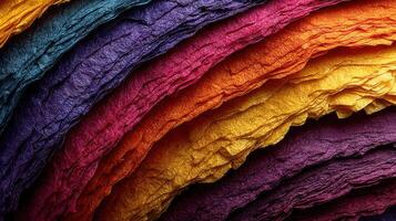 Colorful layers of handmade paper stacked in vibrant hues for art and craft projects in a creative workspace photo