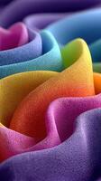 Colorful fabric waves create a vibrant abstract pattern in close-up during natural light photo