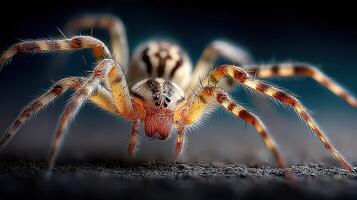 Detailed close-up view of a spider showcasing intricate patterns and textures in its natural habitat photo