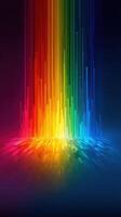Colorful light beams creating a mesmerizing gradient pattern on a dark background during a digital art display photo