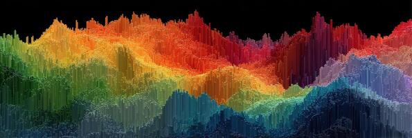 Colorful abstract landscape representing waveform patterns of sound across a digital spectrum photo