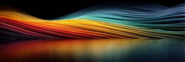 Colorful wave of lines creating a stunning visual effect in an abstract representation of light and movement photo