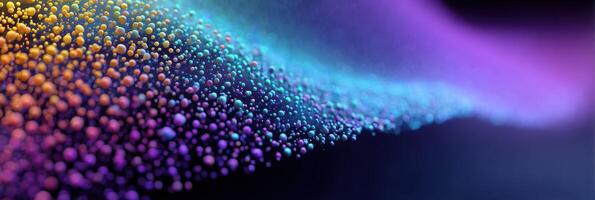 Colorful particles create a mesmerizing abstract wave in a dark background at night photo