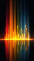 Vibrant bars of light create a mesmerizing display in a digital landscape at twilight photo