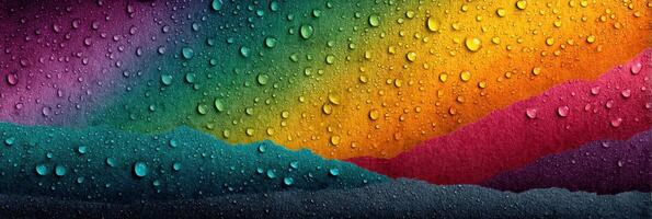 Colorful abstract background with water droplets on textured surface showing vibrant hues and gradients photo