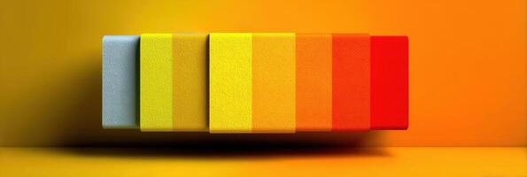 Color gradient blocks arranged in vibrant hues on a smooth surface for artistic display photo