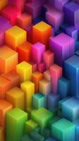 Colorful 3D geometric shapes create an abstract landscape of vibrant blocks during a digital design project photo