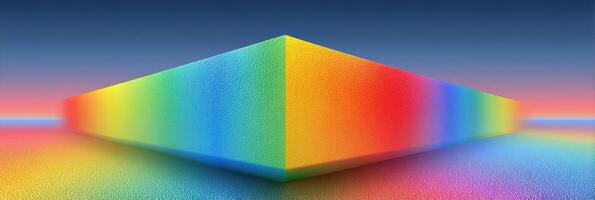 Colorful geometric landscape showcasing vibrant gradients at sunrise over a serene horizon photo