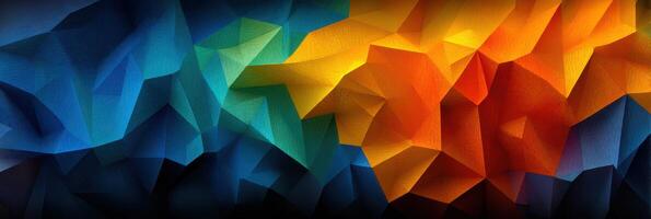 Colorful abstract design featuring geometric shapes in vibrant hues of blue, green, orange, and yellow with a layered effect photo