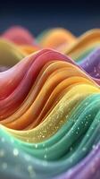 Colorful fabric waves create a mesmerizing visual display with a shimmering effect photo