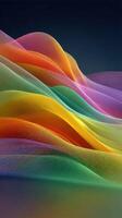 Colorful abstract waves flowing together in harmony at dusk showcasing vibrant hues and smooth transitions photo