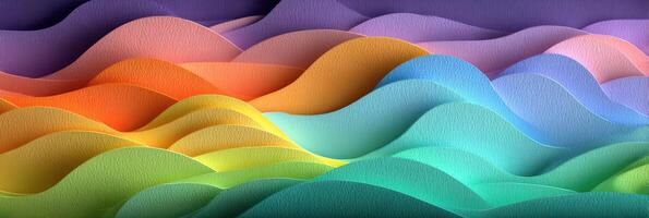 Colorful layered paper wave design creates a vibrant abstract landscape reflecting a rainbow of hues photo