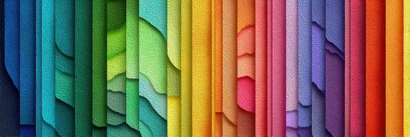 Vibrant layers of colored paper showcasing a gradient spectrum from blue to red photo