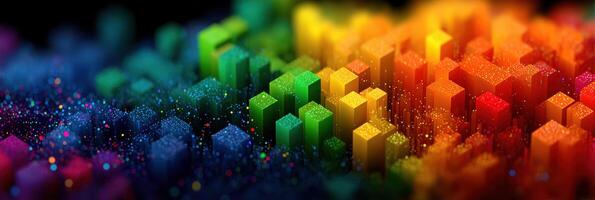Vibrant abstract design with colorful cubes arranged in various heights creating a stunning visual effect photo