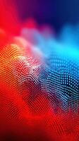 Colorful abstract patterns create a vibrant digital landscape of red and blue hues with circular elements photo