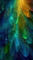 Colorful abstract design featuring fluid shapes and vibrant colors in shades of blue, green, and gold photo