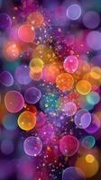 Colorful bubbles create a mesmerizing abstract background with vibrant hues and soft lighting effects photo