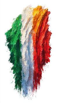 Colorful representation of an Italian flag created with textured brush strokes on a white canvas photo