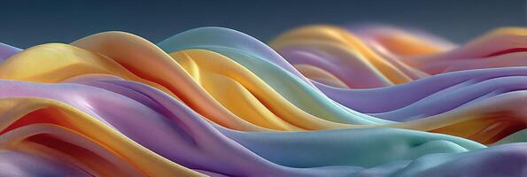 Colorful fabric waves flow seamlessly in a soft gradient under gentle lighting photo