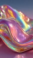 Colorful reflective surface with fluid shapes under soft light in an abstract setting photo