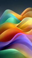 Vibrant waves of colorful fabric flowing gracefully, showcasing a spectrum of hues in a stunning display of texture and light photo