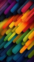 Vibrant abstract composition of colorful wooden sticks arranged in a dynamic pattern photo
