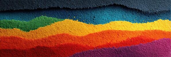 Vibrant layers of colored sand showcasing artistic patterns and textures in a creative display photo