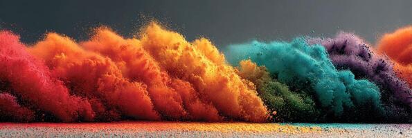 Vibrant clouds of colorful dust create a stunning visual display in a dynamic explosion of hues photo