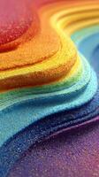 Colorful sand art creation showcasing layers of vibrant hues with intricate patterns and textures photo