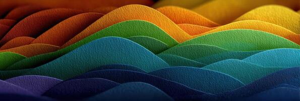 Colorful wave patterns create an abstract landscape of vibrant hues in a textured display photo