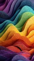 Colorful layers of textured paper create a vibrant landscape in abstract art display photo
