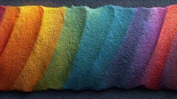 Colorful sand patterns create vibrant waves of hues on a textured surface in a bright and artistic display photo