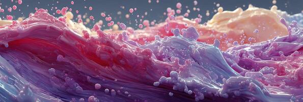 Colorful waves of swirling foam and bubbles creating a vibrant abstract display in a captivating scene photo