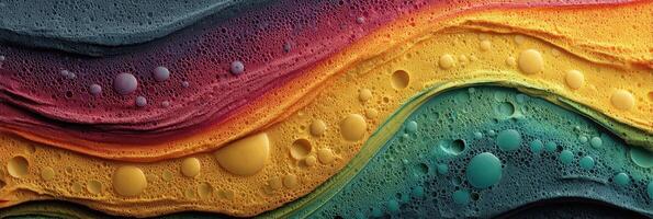 Colorful abstract waves with bubbles and textured layers in vibrant colors illustrate creativity in design and art photo