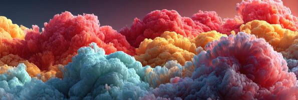 Colorful clouds create a vibrant landscape during sunset with pink, orange, and blue hues in the sky photo