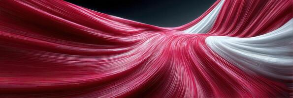 Curved red and white fabric drapes gracefully in a flowing and textured display photo