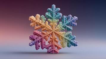 Colorful snowflake design with intricate patterns on a gradient background during winter photo