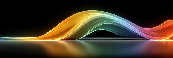 Colorful light waves create a mesmerizing effect over a dark serene background in a digital artwork of abstract design photo