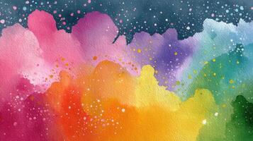 Colorful watercolor abstract painting with vibrant splashes and textures in a harmonious blend of hues photo