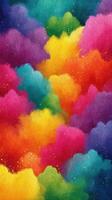 Colorful abstract artwork displaying vibrant clouds and swirling patterns in bright hues photo
