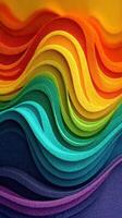 Colorful layered paper waves create a vibrant abstract art piece in a dynamic display of hues and textures photo