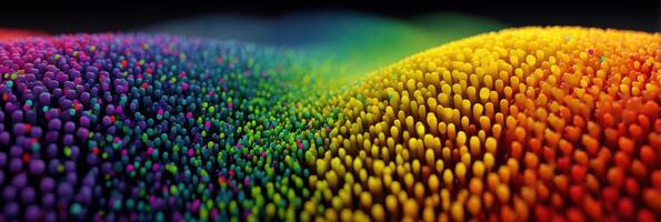 Colorful patterns of small rounded objects form a vibrant landscape resembling a digital abstract art piece during daytime photo