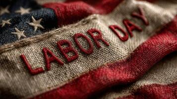 Celebrating Labor Day with an American flag showcasing rich colors and textures on a festive occasion photo