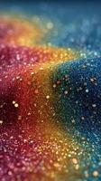 Colorful glitter creates a sparkling texture with vibrant hues in a shimmering display at a crafting event photo