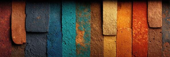 Colorful arrangement of textured tiles showcasing a variety of shades and patterns in a vibrant display photo