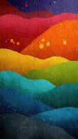 Vibrant abstract landscape showcasing colorful rolling hills and textures with a dreamy atmosphere photo