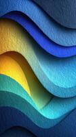 Colorful textured waves create a dynamic visual flow in layered paper design resembling ocean currents photo